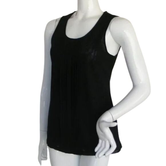 new CHICO'S Mesh Tank top, 1/M, Black Nylon, Pleats - Picture 3 of 11